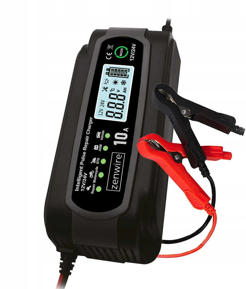 Zenwire Automobilio akumuliatoriaus įkroviklis su remonto funkcija 12V 24V 10A JMD-10