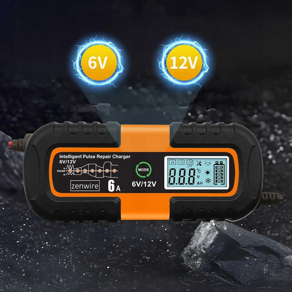 Zenwire Automobilio akumuliatoriaus įkroviklis su remonto funkcija AGM 6V 12V JMD-6S