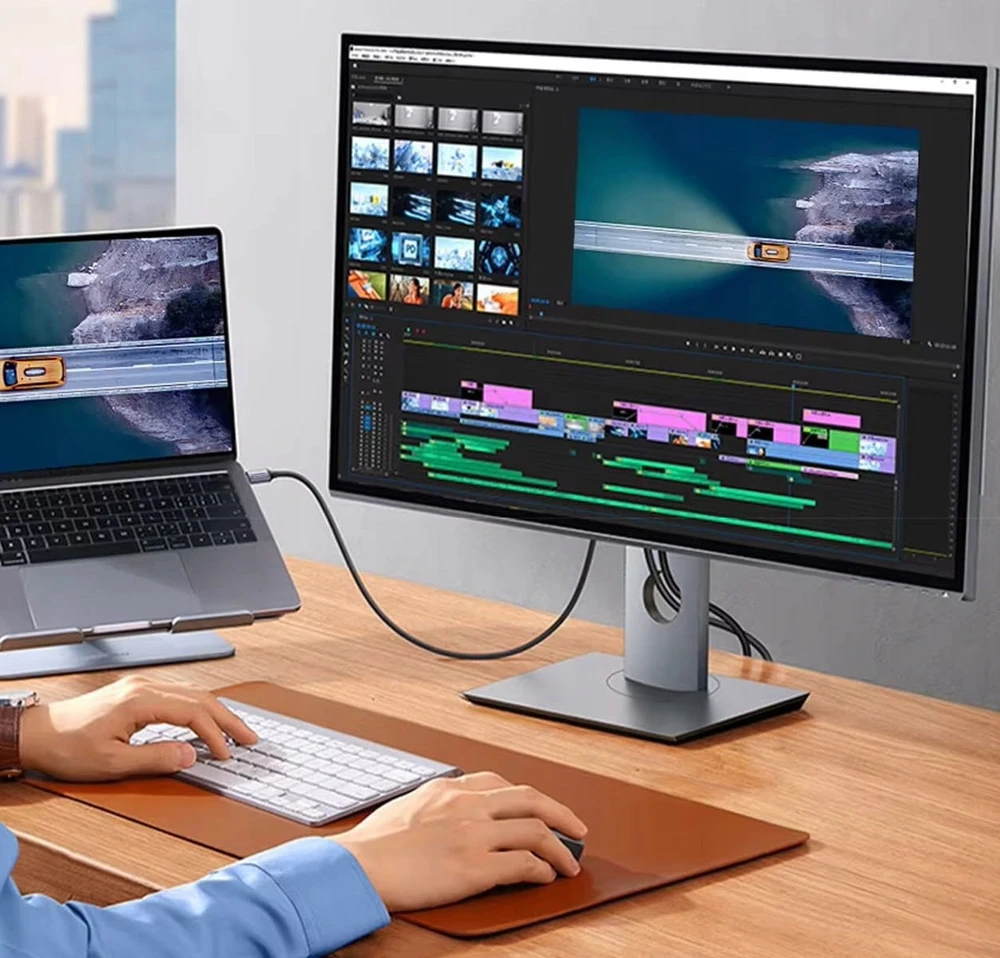 Zenwire DisplayPort kabelis prijungtas prie monitoriaus
