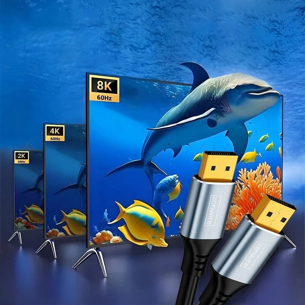 Zenwire Laidas DisplayPort 1.4 2K 4K 144Hz 8K 60Hz, skirtas TV, kompiuteriui, monitoriui, 3 m