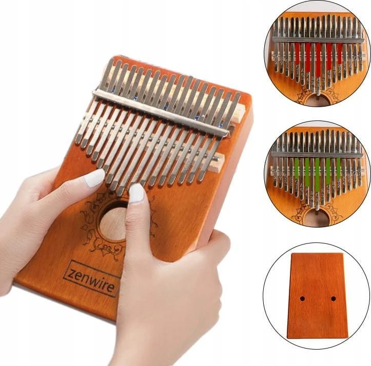 Usorteret Zenwire Kalimba Instrument Afrykański Pianino Zanza Mbira 17 klawiszowa Drewniana Brązowa K-01 (1014354012)