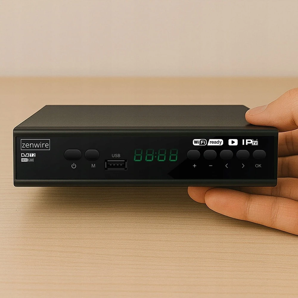 Usorteret Palydovinės televizijos dekoderio imtuvas DVB-T2 HEVC H.265 „Full HD“ antžeminė televizija su USB laidu DVB-T2-001