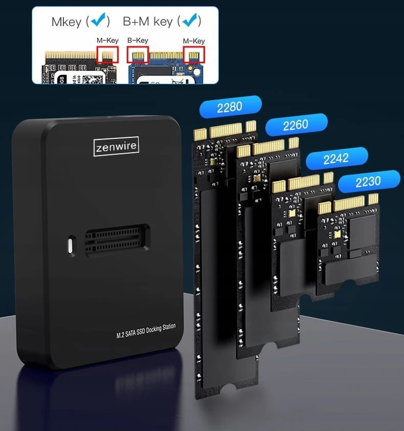 Nezatříděno Zenwire SSD Caddy M2 NVME/SATA adapterio disko Caddy M.2 USB-C 10GB/s Zenwire