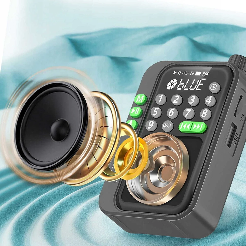 Zenwire Statybvietės radijas EE712 Mini FM radijas Kišeninis „Bluetooth“ nešiojamas statybinės virtuvės radijas, maitinamas baterijomis Y1
