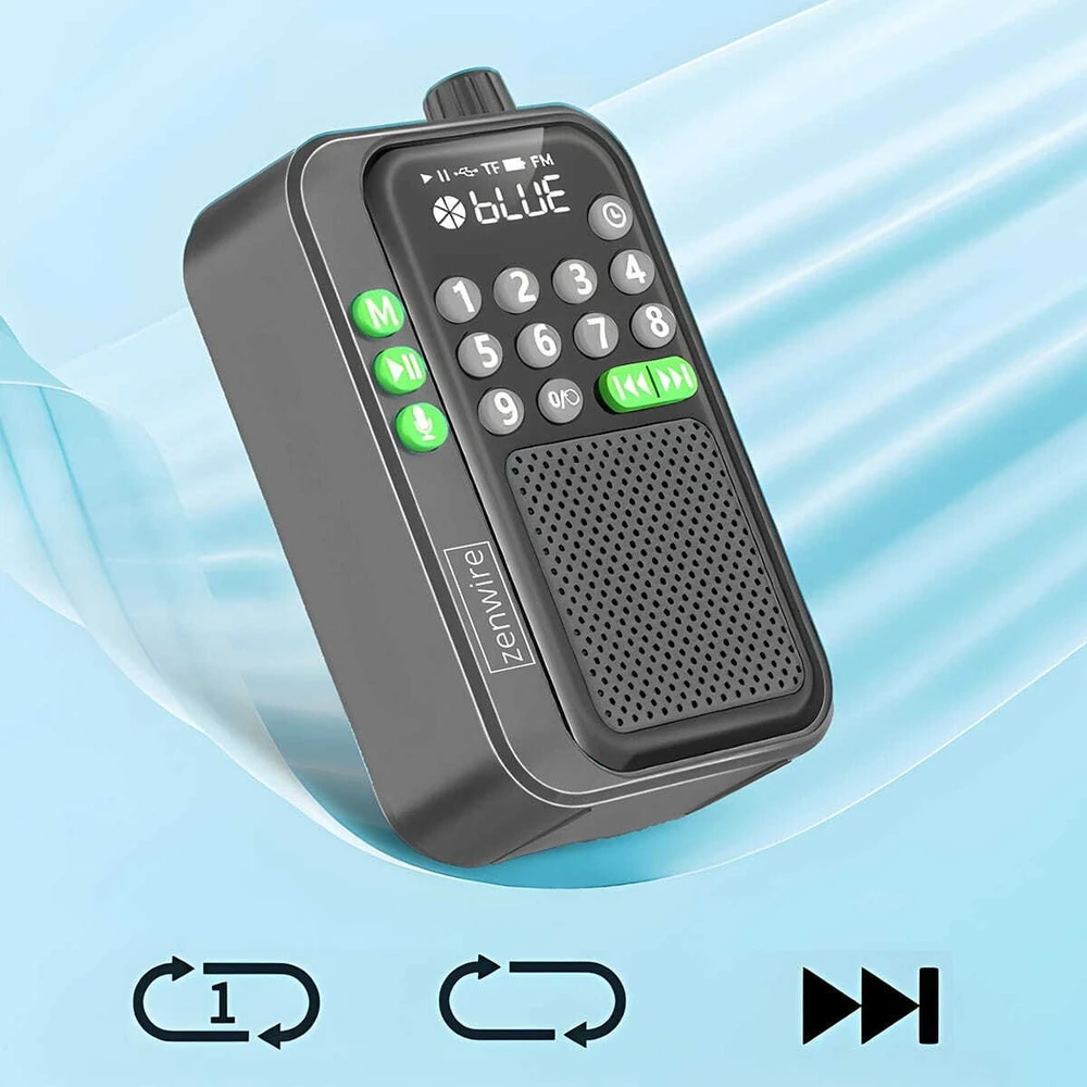 Zenwire Statybvietės radijas EE712 Mini FM radijas Kišeninis „Bluetooth“ nešiojamas statybinės virtuvės radijas, maitinamas baterijomis Y1