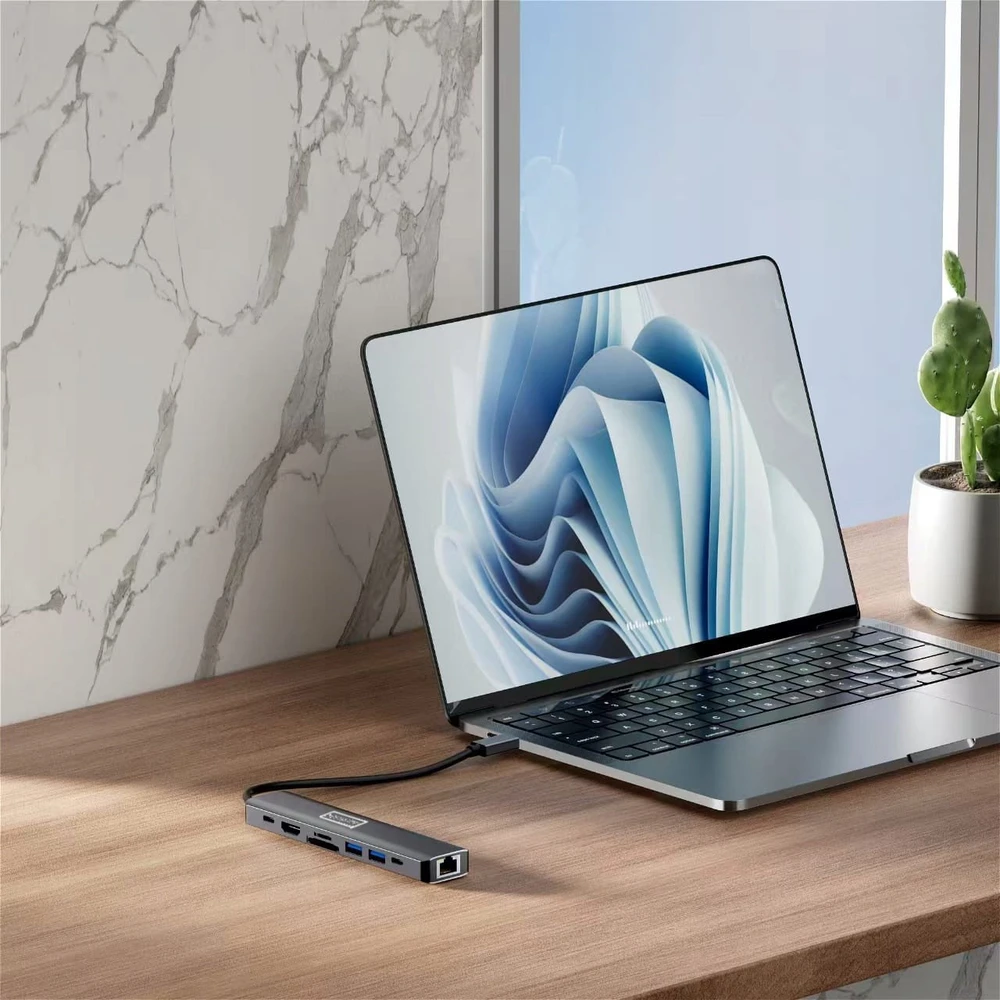 USB ŠAKOTUVAS „Zenwire“ USB-C ŠAKOTUVO Adapteris ADAPTERIS 8in1 HDMI Gigabit Ethernet „Macbook Pro Air M4“