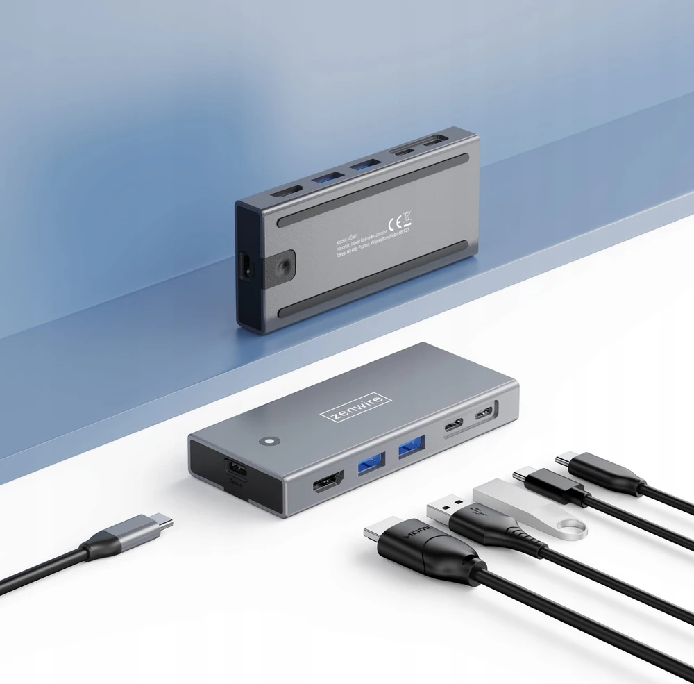 USB šakotuvas „Zenwire“ šakotuvo korpusas SSD M2 NVME PCIe SATA NGFF USB-C 3.2 HDMI 2.0 adapteris M.2 10GBps maitinimo šaltinis 100W MC501
