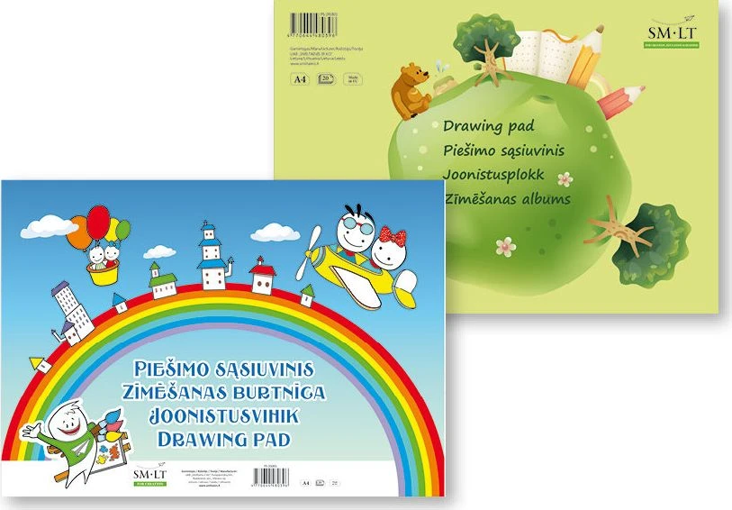 Piešimo sąsiuvinis SMLT, A4, 80 g, 20 lapų , klijuotas