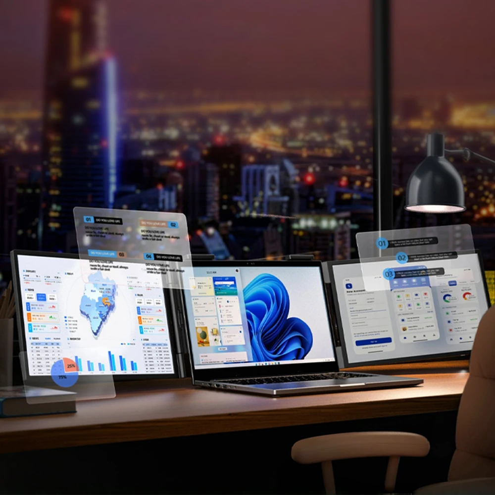 Monitorius ZEUSLAP ZB14 - Full HD | IPS | 2x 14"
