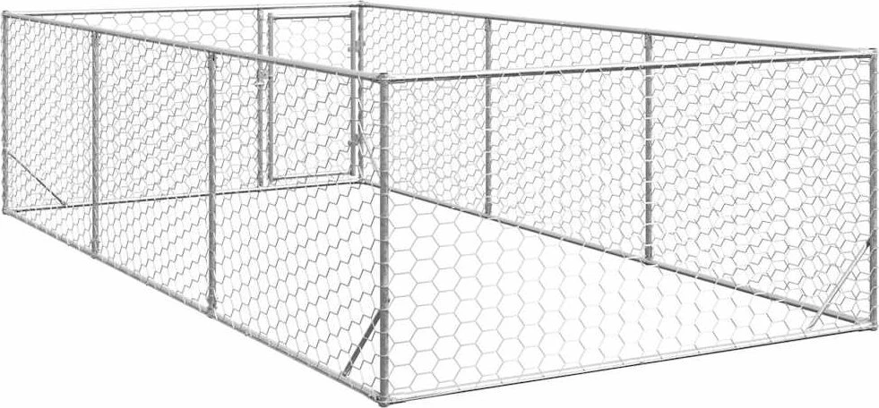 Lauko šunų voljeras su durelėmis, 2x4x1m, cinkuotas plienas
