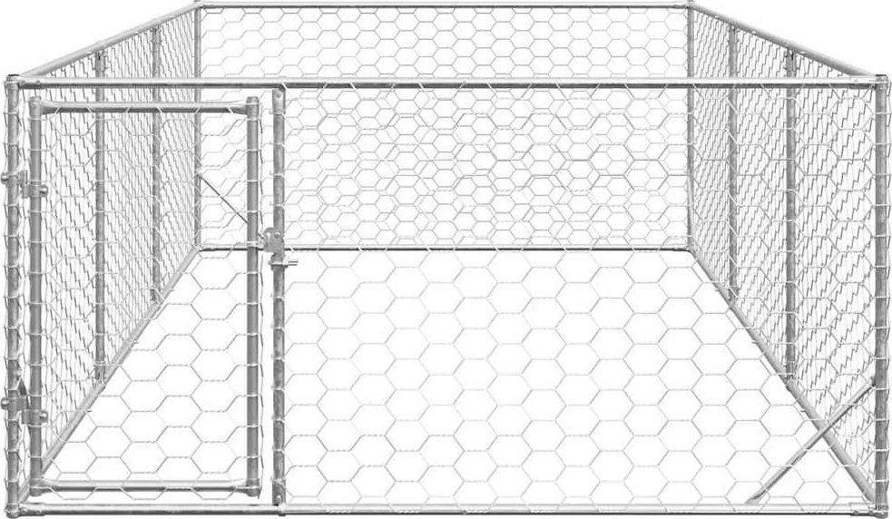Lauko šunų voljeras su durelėmis, 2x4x1m, cinkuotas plienas
