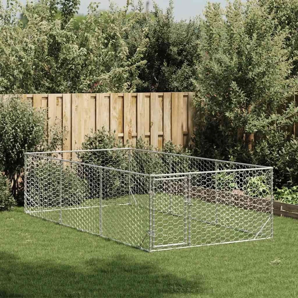 Lauko šunų voljeras su durelėmis, 2x4x1m, cinkuotas plienas