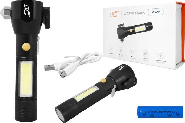 LTC LTC žibintuvėlis COB 6W / 3W LED rankinis evakuacinis žibintuvėlis 6800mAh mini USB įkrovimas NAUJIENA.