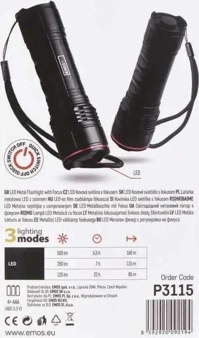 Žibintuvėlis Emos LATARKA METALOWA LED 500 lm - 4AAA