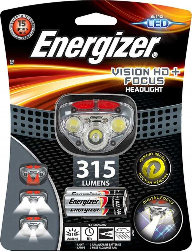 Energizer 400lm galvos žibintuvėlis Vision HD+ Focus HDD323