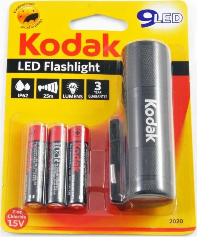 Žibintuvėlis Kodak 9-LED prožektorius juodas + 3 AAA EHD#