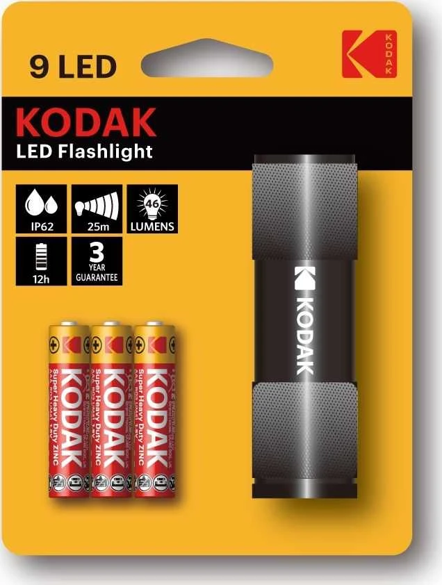 Žibintuvėlis Kodak 9-LED prožektorius juodas + 3 AAA EHD#