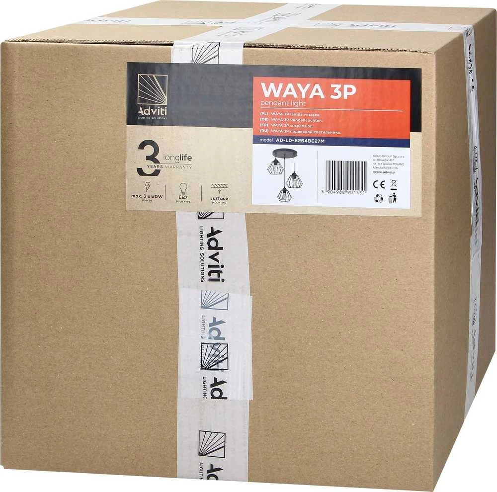 Orno WAYA pakabinamas šviestuvas, galingumas maks. 3x18W, E27, juoda