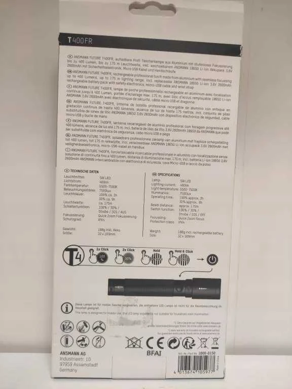Ansmann T400FR žibintas LED Juoda