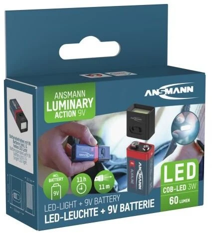 Žibintuvėlis Ansmann Mini lampka COB LED 3W (zasilana baterią 9V) juoda