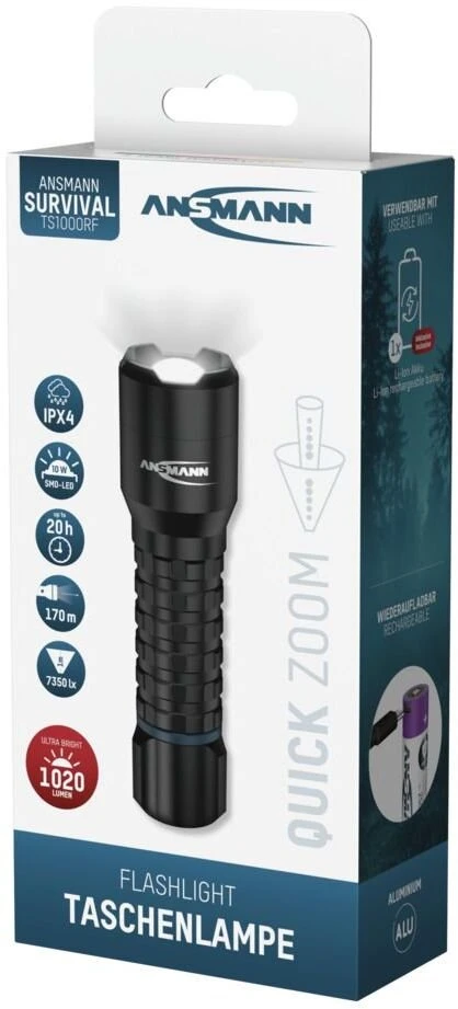 Ansmann TS1000RF juodas LED rankinis žibintuvėlis