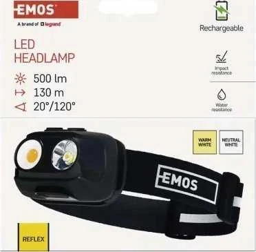 Žibintuvėlis ant galvos įkraunamas, LED, 500lm, Li-pol 1200 mAh, EMOS