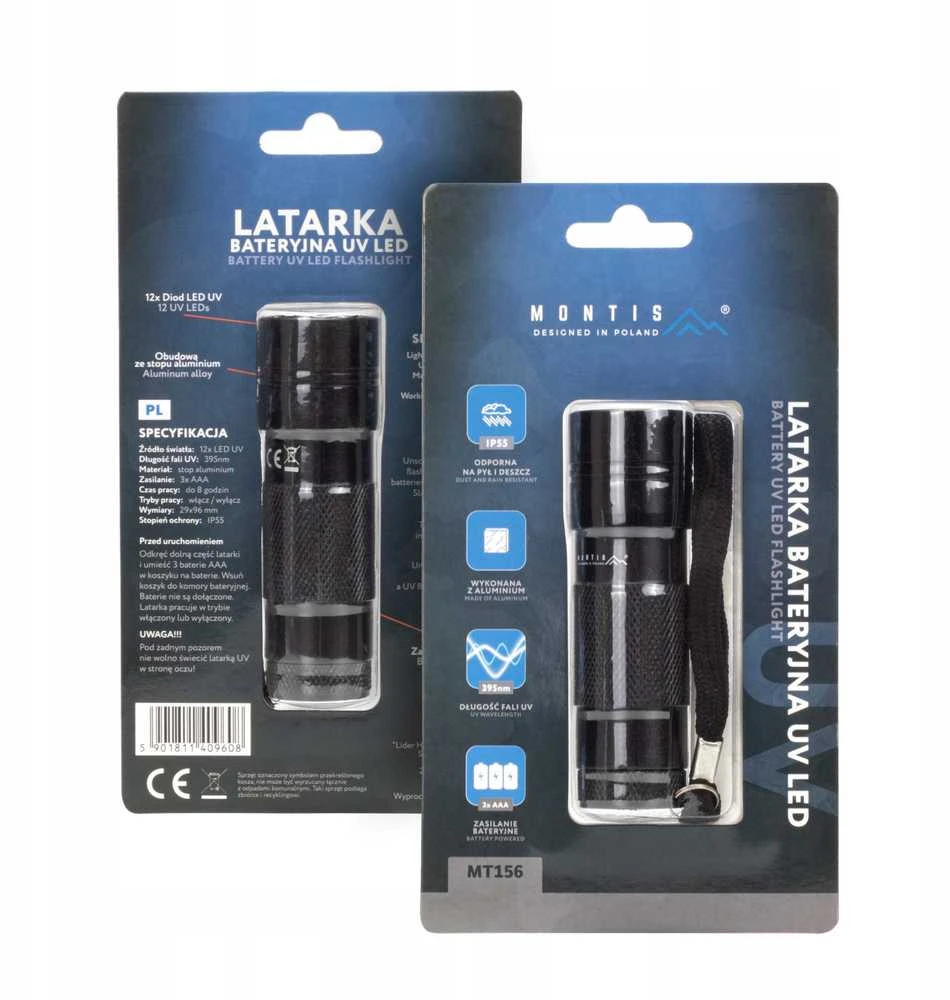 Žibintuvėlis Montis Žibintuvėlis bateryjna LED UV aluminiowa 395nm Montis MT156