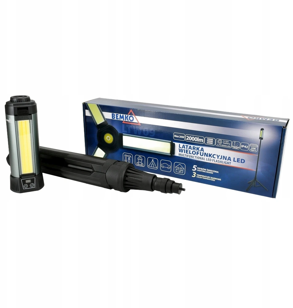 Daugiafunkcis LED žibintuvėlis BEMKO 6000 mAh, IP42