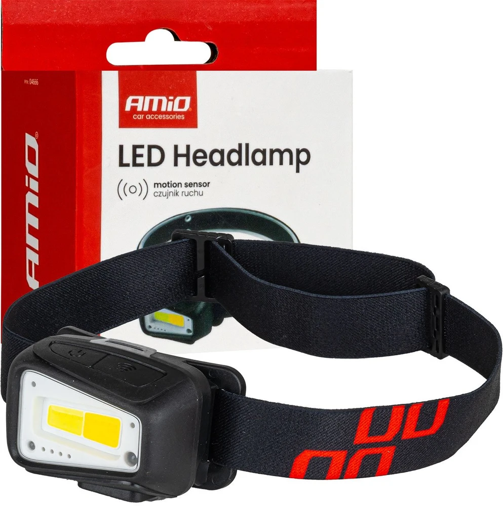 Akumuliatorinis LED galvos žibintas COB su judesio jutikliu, 1800 mAh AMIO-04666