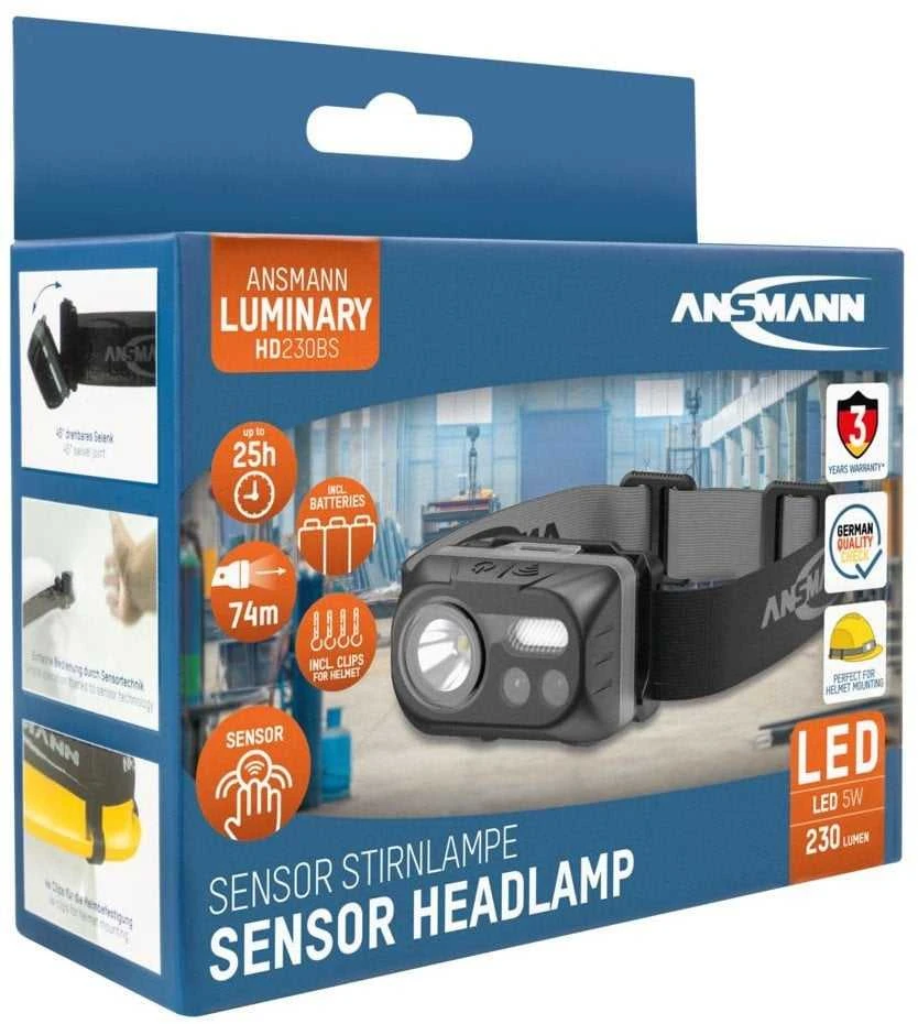 Ansmann HD230BS Juoda Ant galvos tvirtinamas žibintuvėlis COB LED