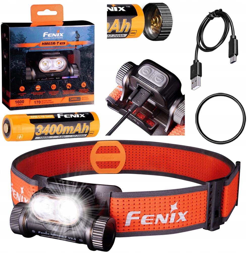 Fenix HM65R-T V2.0 priekinis žibintas juodas