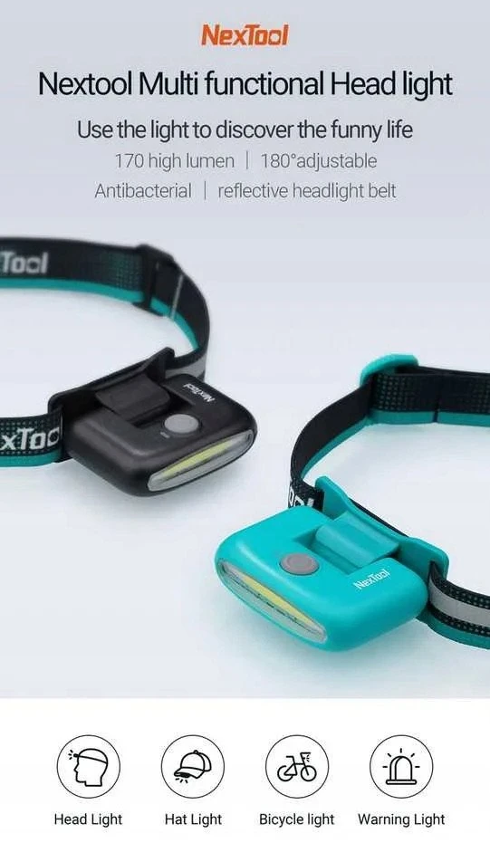 „NexTool NE20005“ įkraunamas 170 lm galvos žibintas, mėlynas