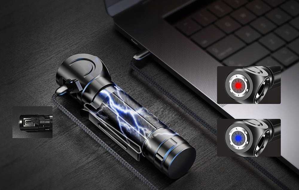 Du viename priekinis žibintas Superfire TH04, 600 lm, USB-C