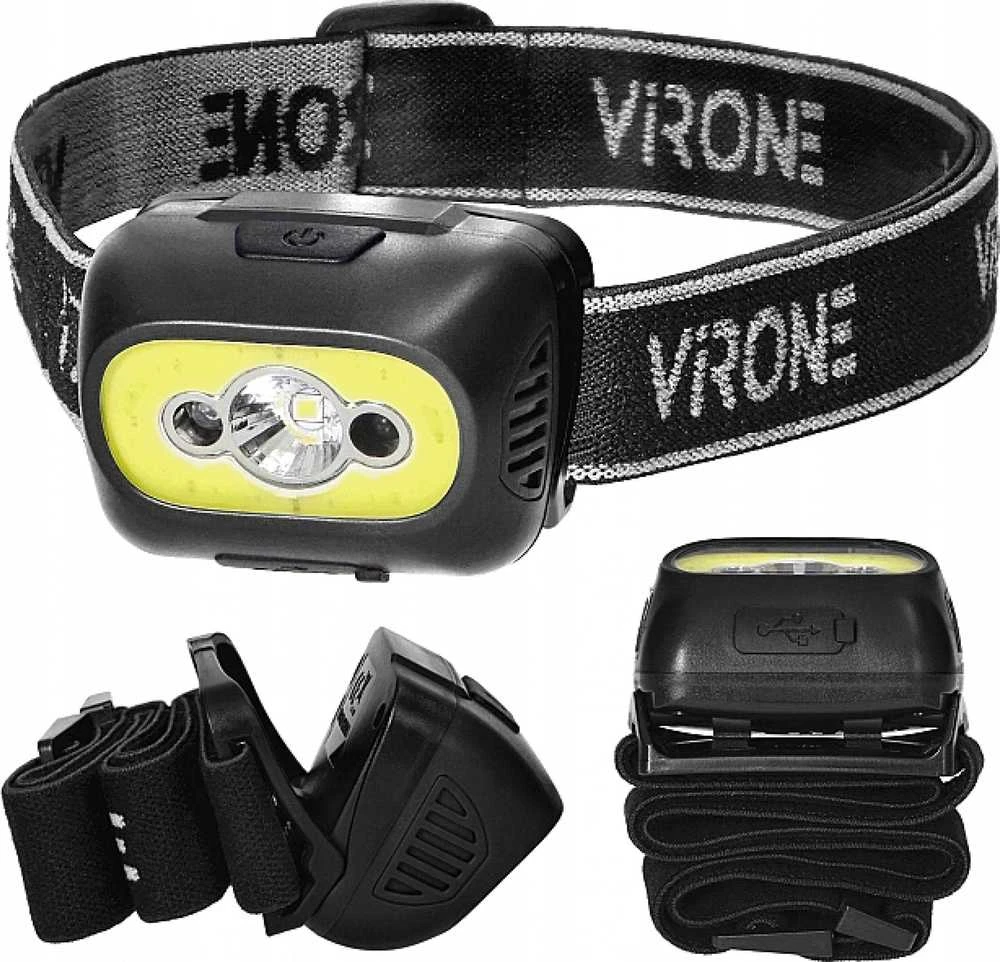 Orno Pakraunamas LED žibintas ant galvos VIRONE, 3W, 350lm, pakraunamas USB, juodos/geltonos sp