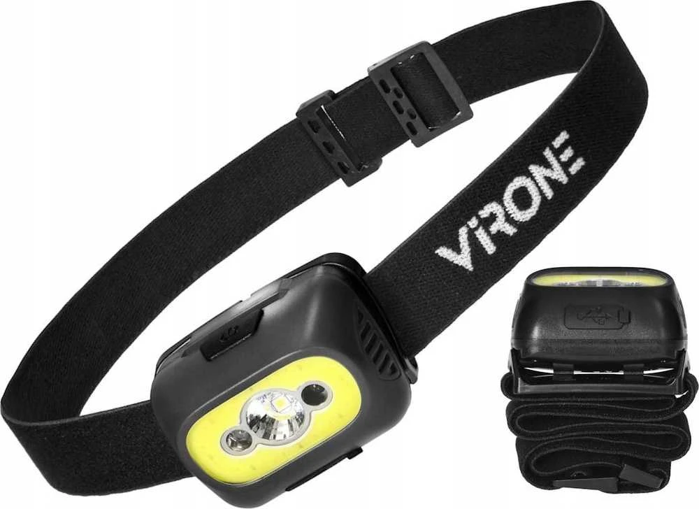 Orno Pakraunamas LED žibintas ant galvos VIRONE, 3W, 350lm, pakraunamas USB, juodos/geltonos sp