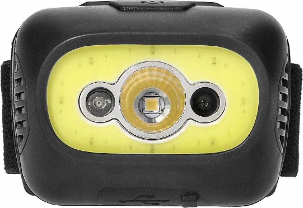 Orno Pakraunamas LED žibintas ant galvos VIRONE, 3W, 350lm, pakraunamas USB, juodos/geltonos sp