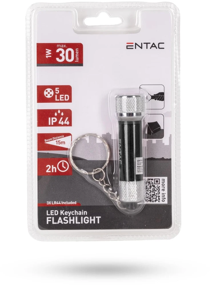 Žibintuvėlis ENTAC Entac EFL-5LED-KC-BL latarka Juodas Žibintuvėlis Pakabutis LED
