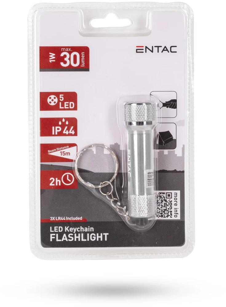 Žibintuvėlis ENTAC Entac EFL-5LED-KC-S latarka sidabrinė Žibintuvėlis Pakabutis LED