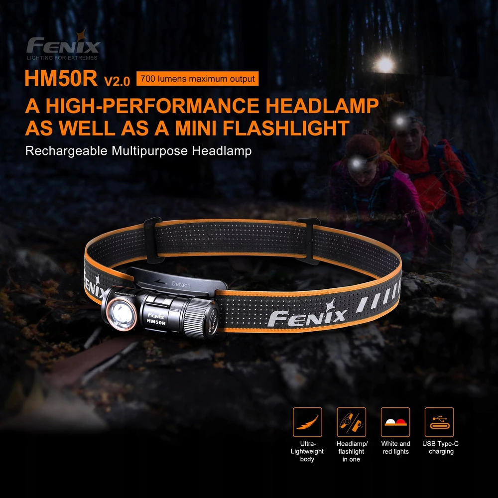 LED žibintuvėlis-galvos žibintas Fenix HM50R V2.0