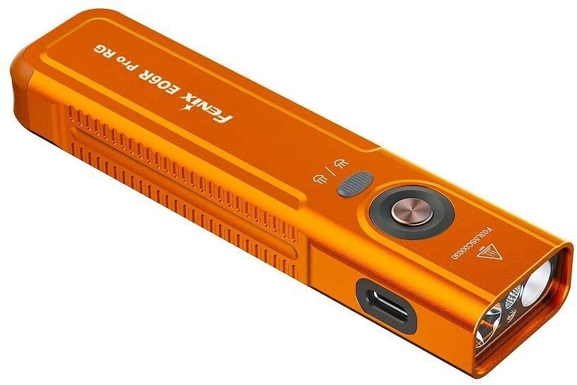 LED žibintuvėlis Fenix E06R Pro RG oranžinis