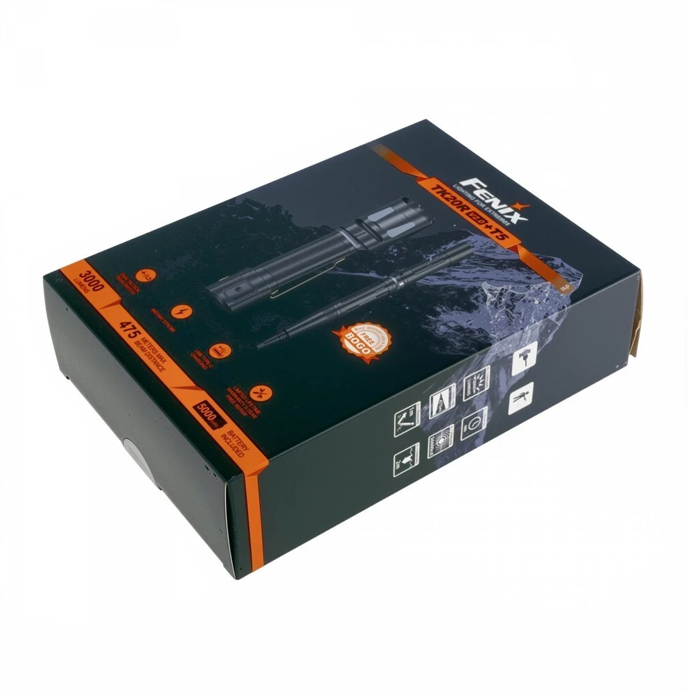 Taktinis LED žibintuvėlis Fenix TK20R V2.0 juodas su nemokamu T5 rašikliu