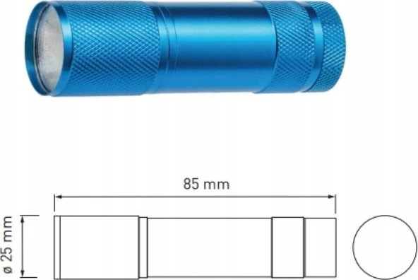 GTV LED žibintuvėlis 3xAAA baterijoms 1,5 V, 3W, 150lm, 6400K, 22 m, IP20, mėlynas