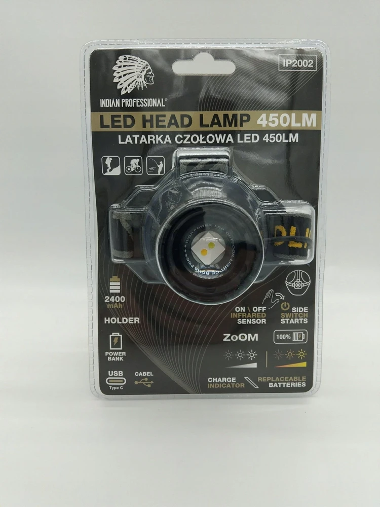LED PRIEKINIS ŽIBINTAS 450LM POWER BANK 2400mAh PREMIUM /INDIAN PROFESSIONAL