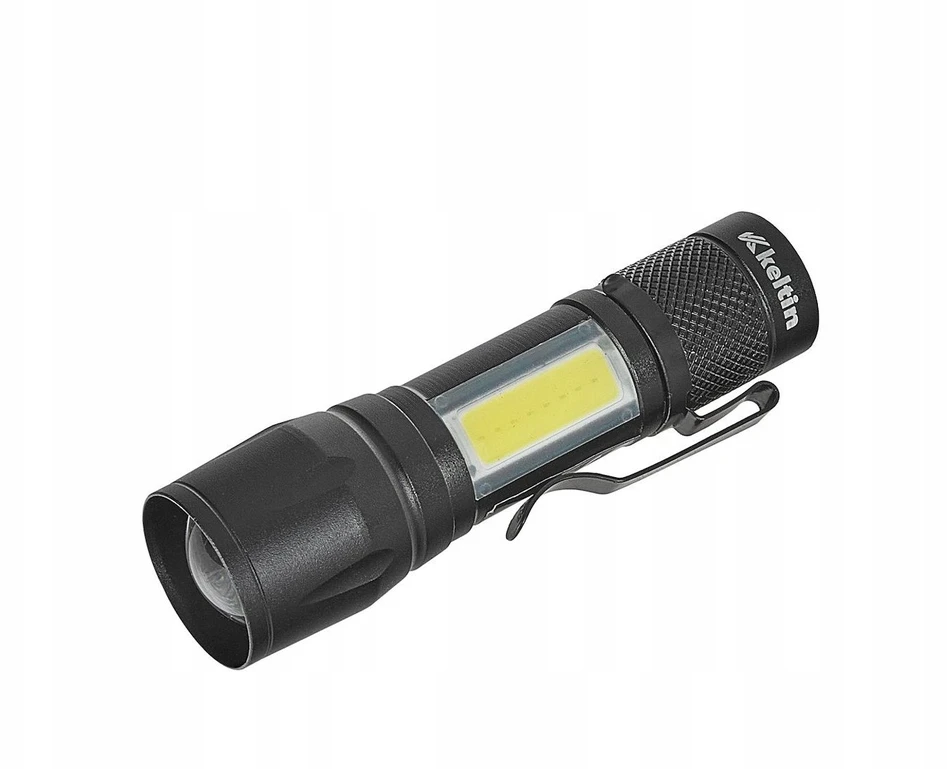KELTIN Žibintuvėlis Mini-Tactical LED COB 10W 500mAh 500lm IPX5 – Vitrina (12/96)