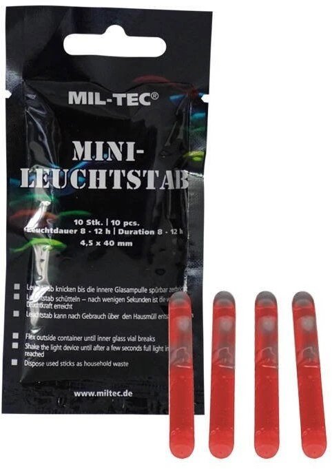 Mil-tec Lightstick Mini 4 cm Raudona 10 vnt
