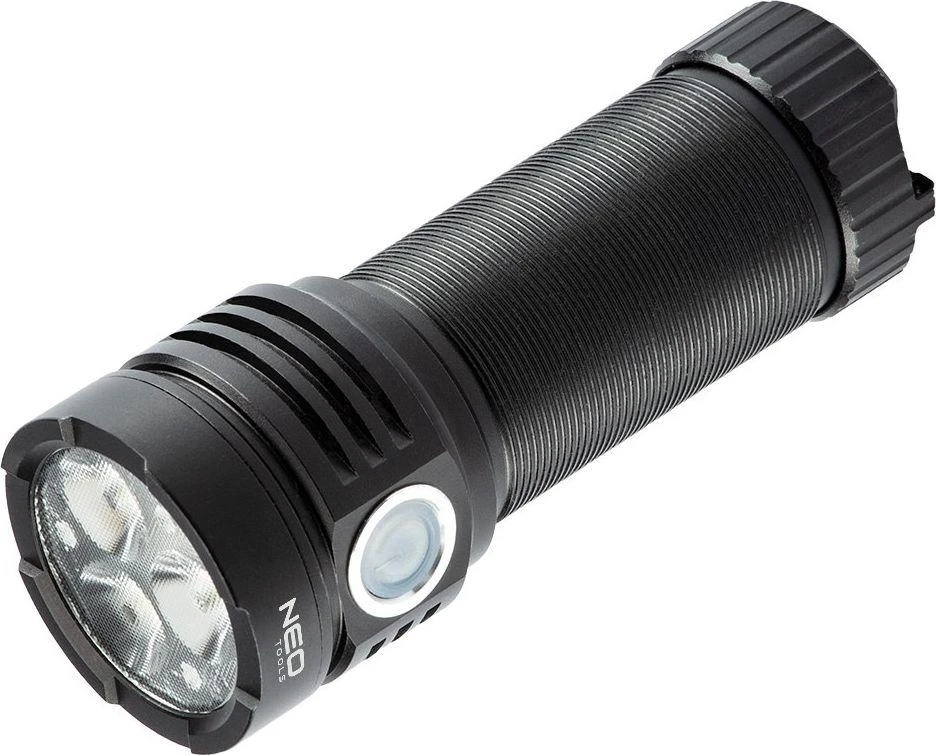 Neo led įkrovimo akumuliatorius, 1x4000 mah, aliuminis, juodas, priartinimo funkcija, 3 tipų apšvietimas, ipx4, usb įkroviklis.