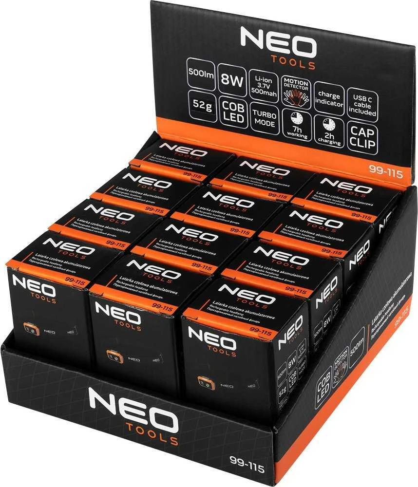 Latarka, Žibintuvėlis, Įkraunamas priekinis žibintas, 500 lm, USB COB LED, 12 vnt.