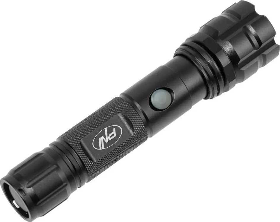 PNI Adventure F10 aliumininis žibintuvėlis su 1x6W LED, 500lm iki 200m fokusavimu, su baterija ir micro USB jungtimi