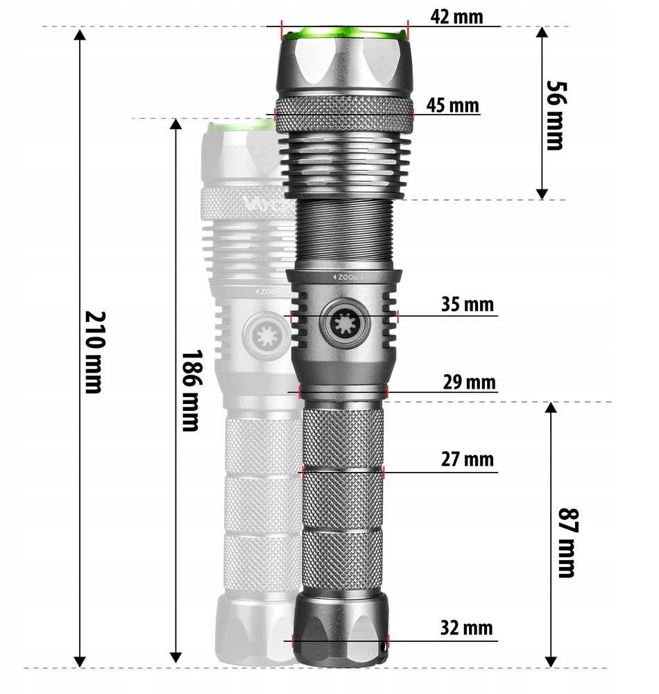 Žibintuvėlis taktinis 3000lm IPX7 30W SMD VAYOX VA0364