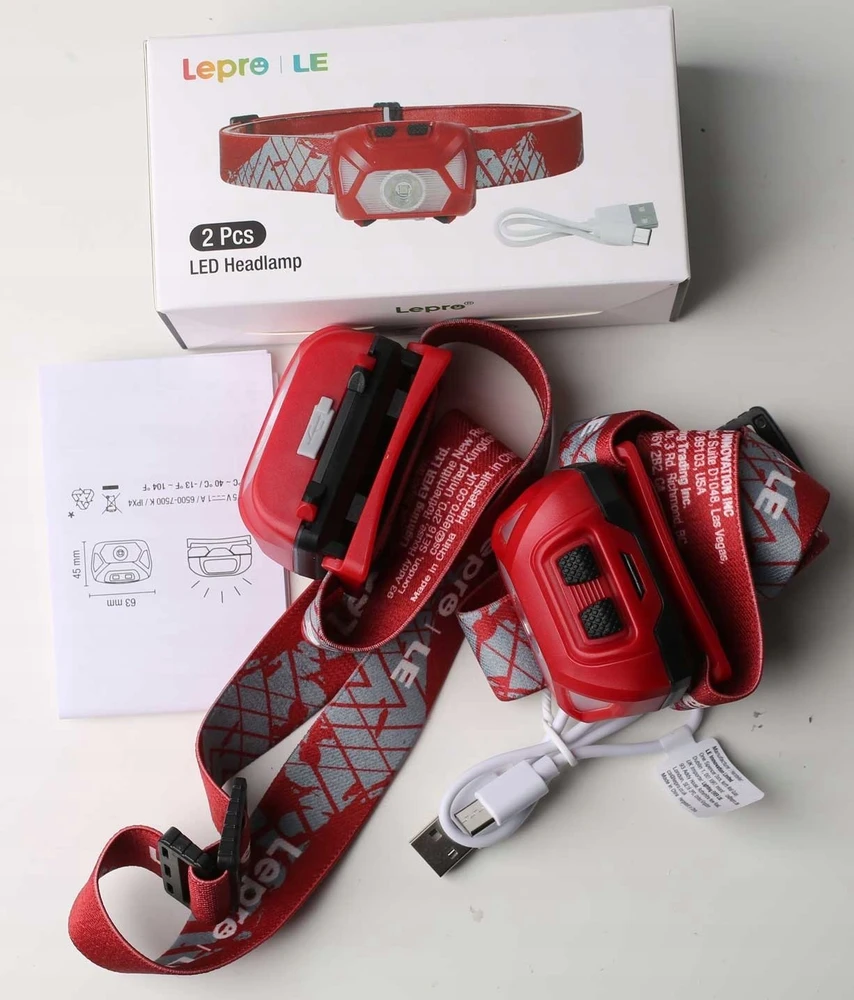 LEPRO 320014-R-2 USB antgalinis žibintuvėlis, 2 vnt.